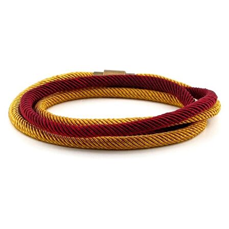 BORDO SARI ÇİFT SIRA MANYETİK KLİPS ERKEK BİLEKLİK BT469