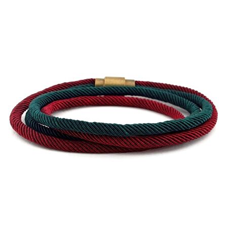 BORDO YEŞİL ÇİFT SIRA MANYETİK KLİPS ERKEK BİLEKLİK BT470