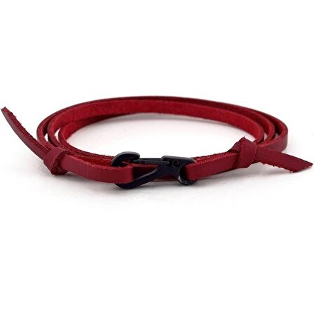 METAL KANCALI ÜÇ SIRA BORDO DERİ ERKEK BİLEKLİK BT486