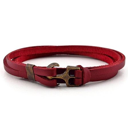 BORDO ORJİNAL GERÇEK DERİ ÇAPALI ERKEK BİLEKLİK BT494