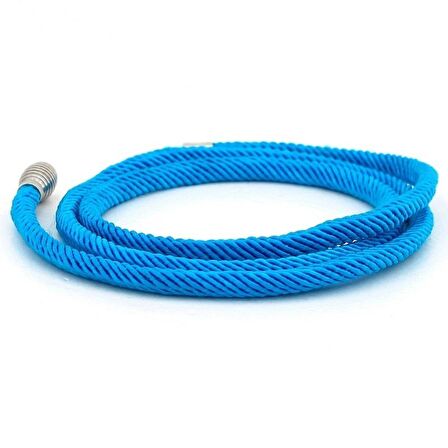ÜÇ SIRA SARMA METAL MIKNATIS MAVİ  ÖRGÜ İP ERKEK BİLEKLİK BT584