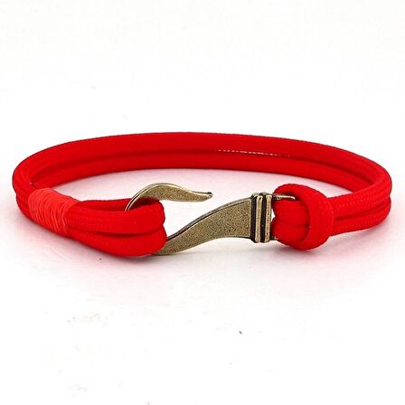 BRONZ METAL KANCA KIRMIZI PARACORD ERKEK BİLEKLİK BT615
