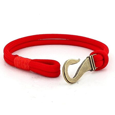 BRONZ METAL KANCA KIRMIZI PARACORD ERKEK BİLEKLİK BT615