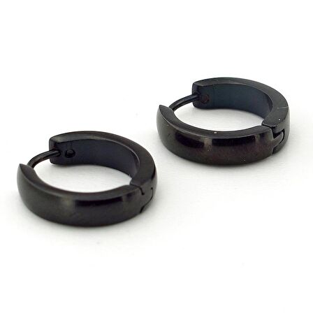 EĞİMLİ 4mm KALINLIK GÜMÜŞ RENK ÇELİK HALKA ERKEK KÜPE E836