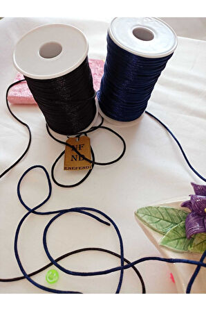 4 METRE(TOPLAM) FLOŞ İP SIÇAN KUYRUĞU KALINLIĞI 2mm LACİVERT SİYAH BİLEKLİK TAKI HEDİYELİK İPİ