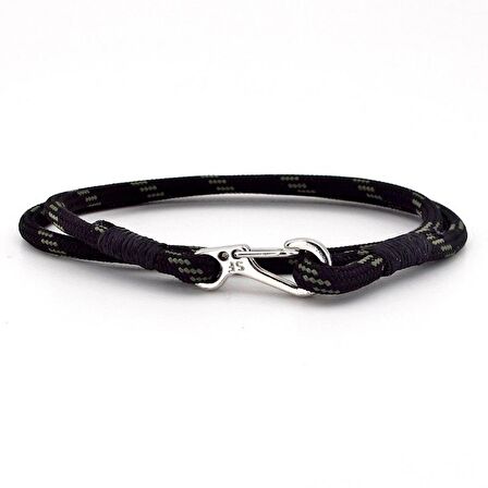 HAKİ YEŞİL SİYAH PARACORD METAL KANCA SARMA ERKEK BİLEKLİK M011C