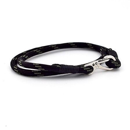 HAKİ YEŞİL SİYAH PARACORD METAL KANCA SARMA ERKEK BİLEKLİK M011C