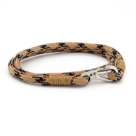 SÜTLÜ KAHVE PARACORD METAL KANCA İKİ SIRA ERKEK BİLEKLİK M011H