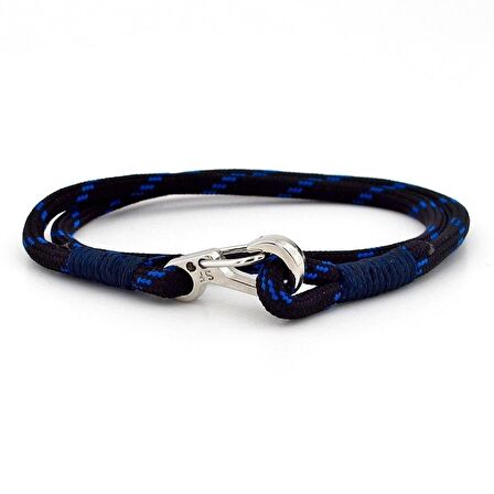 SİYAH LACİVERT PARACORD METAL KANCA İKİ SIRA ERKEK BİLEKLİK M011J