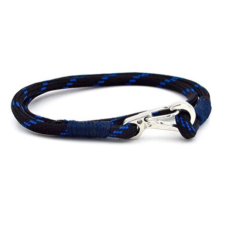 SİYAH LACİVERT PARACORD METAL KANCA İKİ SIRA ERKEK BİLEKLİK M011J