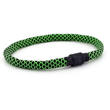 YEŞİL SİYAH PARACORD İPLİ MIKNATISLI ERKEK BİLEKLİK M012A
