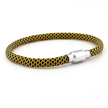 SARI SİYAH PARACORD İPLİ MIKNATISLI ERKEK BİLEKLİK M012B
