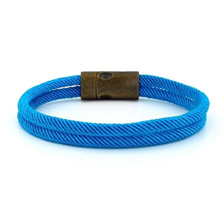 GÖK MAVİ İKİ SIRALI METAL MIKNATISLI ERKEK BİLEKLİK M013R