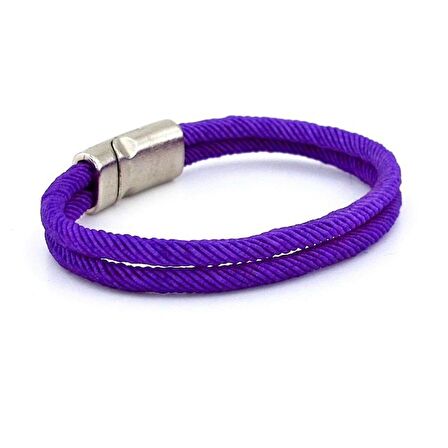 MOR RENKLİ İKİ SIRALI METAL MIKNATISLI ERKEK BİLEKLİK M013U