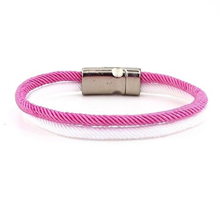 PEMBE BEYAZ İKİ SIRALI METAL MIKNATISLI ERKEK BİLEKLİK M014B