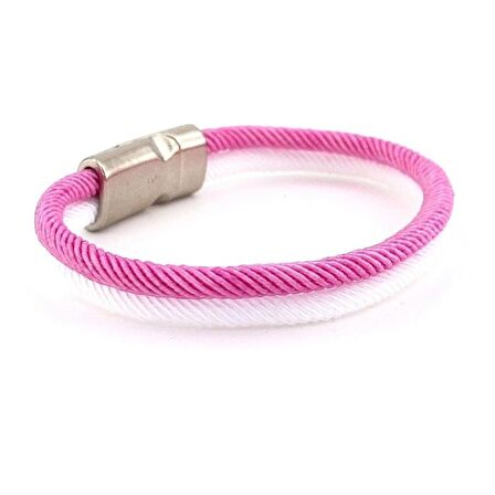 PEMBE BEYAZ İKİ SIRALI METAL MIKNATISLI ERKEK BİLEKLİK M014B