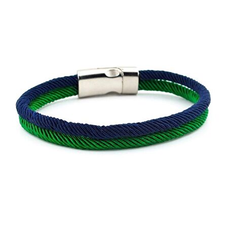 YEŞİL LACİVERT İKİ SIRALI METAL MIKNATIS ERKEK BİLEKLİK M014K