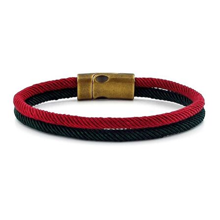 BORDO YEŞİL İKİ SIRALI METAL MIKNATIS ERKEK BİLEKLİK M014V