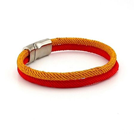 SARI KIRMIZI İKİ SIRALI METAL MIKNATIS ERKEK BİLEKLİK M014W