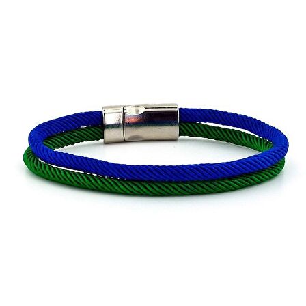 YEŞİL LACİVERT İKİ SIRALI METAL MIKNATIS ERKEK BİLEKLİK M014Z