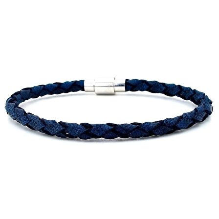 LACİVERT HAKİKİ SAÇ ÖRGÜ DERİ METAL MIKNATIS ERKEK BİLEKLİK M019G