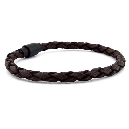 KAHVERENGİ ÖRGÜ MAT DERİ METAL MIKNATIS ERKEK BİLEKLİK M019M