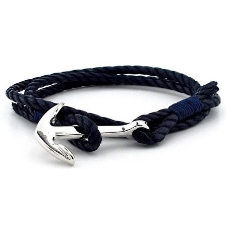 LACİVERT HALAT ÜÇ SIRALI ÇAPALI DENİZCİ ERKEK BİLEKLİK M023A