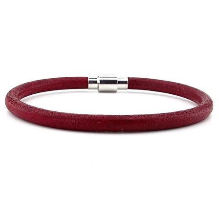 BORDO ORJİNAL ESKİTME DERİ METAL KLİPS ERKEK BİLEKLİK M025E
