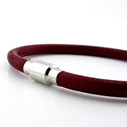 BORDO ORJİNAL ESKİTME DERİ METAL KLİPS ERKEK BİLEKLİK M025E