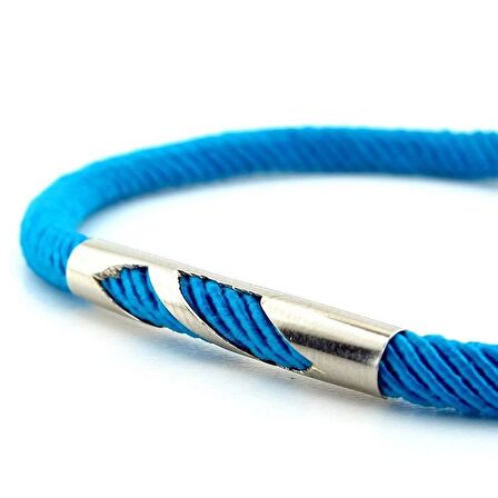 MAVİ ÖRGÜ İPLİ METAL ÇENTİK MIKNATISLI ERKEK BİLEKLİK M027H