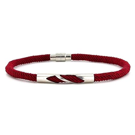 BORDO ÖRGÜ İPLİ METAL ÇENTİK MIKNATISLI ERKEK BİLEKLİK M027J