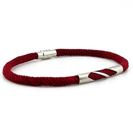 BORDO ÖRGÜ İPLİ METAL ÇENTİK MIKNATISLI ERKEK BİLEKLİK M027J