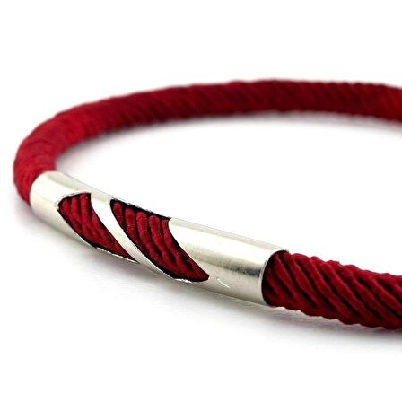 BORDO ÖRGÜ İPLİ METAL ÇENTİK MIKNATISLI ERKEK BİLEKLİK M027J