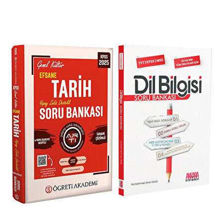 Öğreti Akademi 2025 KPSS Efsane Tarih ve AKM Dil Bilgisi Soru Bankası Seti 2 Kitap