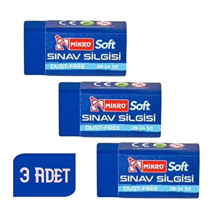 Mikro Dust-Free Yumuşak Sınav Silgisi 3 Adet