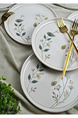 9 Parça Porselen Servis ve Sunum Seti Pasta Kek Servisliği Sunum Takımı -Jade