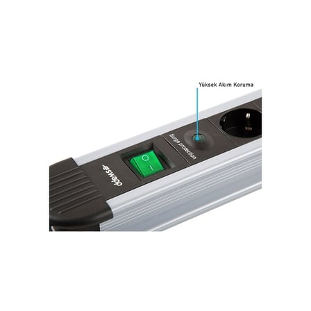 S-LINK Swapp SPGKS03, 3 Soket, Akım Korumalı Priz, 1.5Mt Kablo, 900 Joule (Gri) %100 Bakır