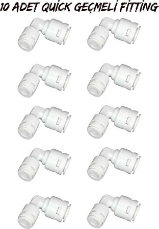 Su Arıtma Cihazı Filtreleri Bağlantı Aparatı 1/4 L Dirsek Quick Geçme (10 Adet )