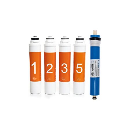 Waterlife Uyumlu Tak Çevir Su Arıtma Filtre Seti 5 Aşamalı Tam Takım (Vontron 75 Gpd Membran Dahil)
