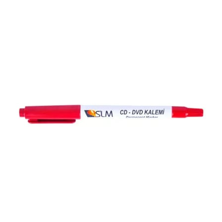 SLM Kırmızı Çift Uçlu Permanent CD/DVD Kalemi - 12'li Kutu