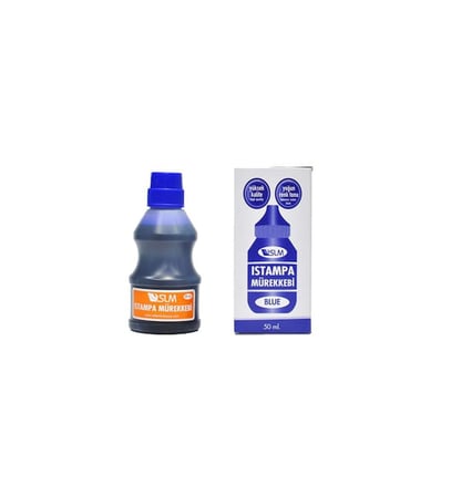 SLM 50 ml Mavi Istampa ve Kaşe Mürekkebi - 10'lu Kutu
