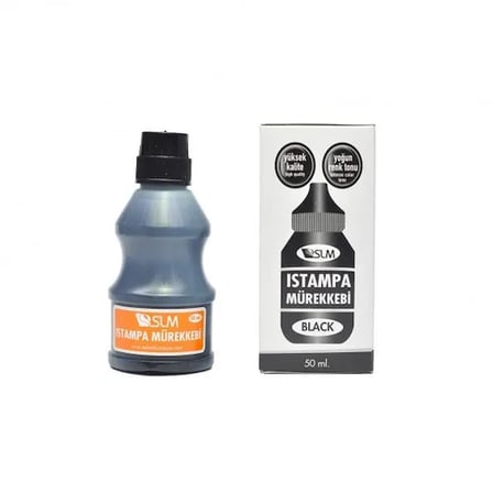 SLM 50 ml Siyah Istampa ve Kaşe Mürekkebi - 10'lu Kutu
