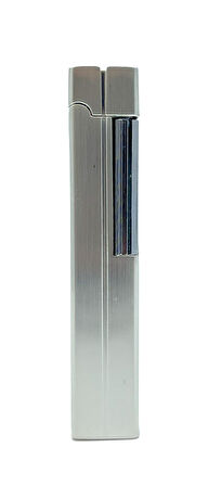 Slim Kare Metal Çakmak - Krom - Taşlı Gazlı Model 2