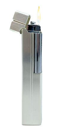 Slim Kare Metal Çakmak - Krom - Taşlı Gazlı Model 2