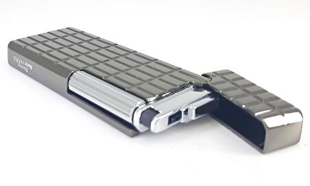 Slim Metal Çakmak - Ice Black Rectangle- Taşlı Gazlı