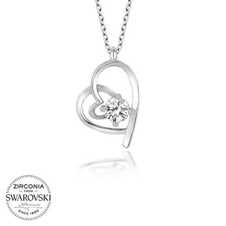 Swarovski Taşlı Gümüş Kalp Bayan Kolye & Swarovski Kolye &  &