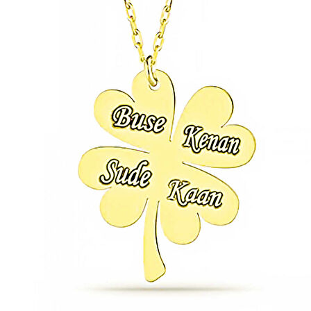 Gümüş Gold Dört Yaprak İsimli Yonca Bayan kolye & Kadın Kolyeleri & Taşsız Kolyeler &