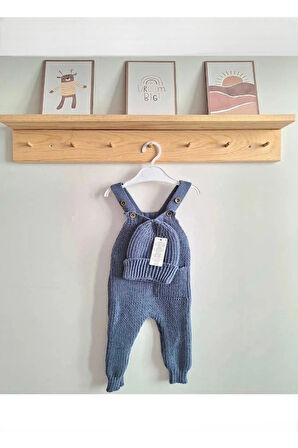 GLRB Triko Selanik Örgüsü İndigo Cepli Şapkalı Slopet Unisex 3-24 Ay 3702-İ