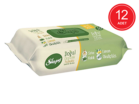 Sleepy Doğal Organik 12 x 50 Yaprak 12 Paket Islak Mendil