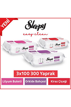 Sleepy Lilyum Buketi, Orkide Bahçesi ve Kiraz Çiçeği Yüzey Temizlik Havlusu 100' lü